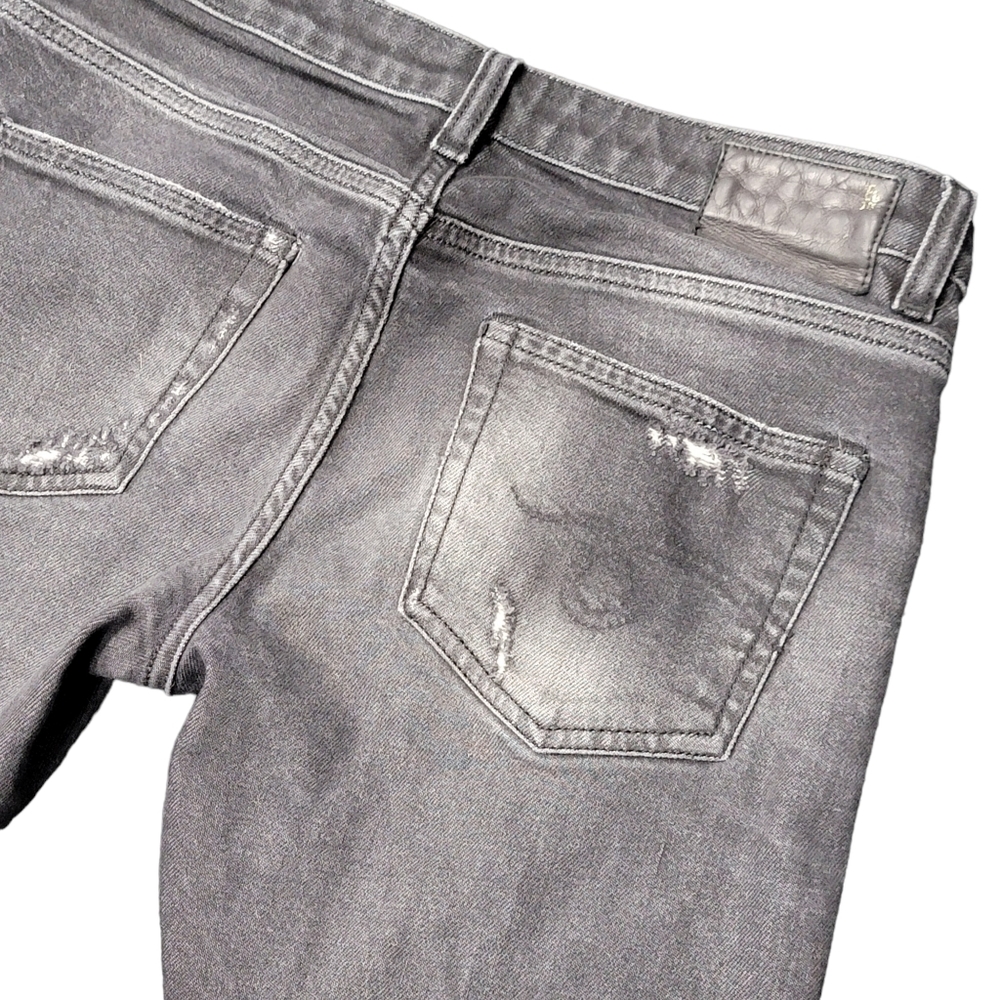 R13 Distressed Boy Skinny Ripped in Black Gray Medium Rise R13W0088 212 Jeans 25 - Picture 7 of 16